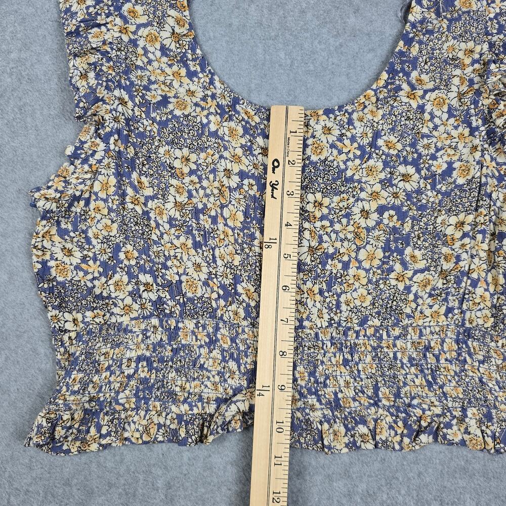 NWT Patrons of Peace Womens Large Smocked Floral Cropped V Neck Top - Picture 14 of 15